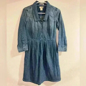 LEVIS Strauss Dress Denim Empire Iconic Button Denim Utility Work Dress sz XS